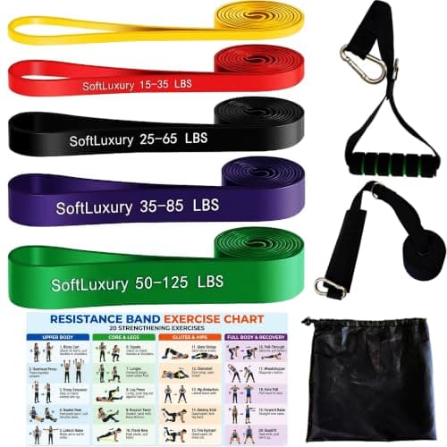 Resistance Bands Set, 5 Resistance Levels Exercise Bands for Men & Women, Pilates Bands for Fitness, Yoga, Strength Training & Home Gym with Door Anchor, Handles & Carry Bag