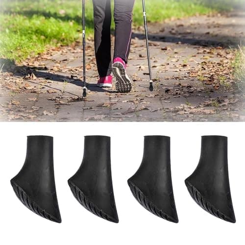 Pack of 4 Nordic Walking Poles, Walking Aid, Rubber Steps, Walking Poles, Rubber Buffers, Nordic Walking Poles, Walking Pads for Trekking, Asphalt, Gravel Mountains with Diameter (10 mm)