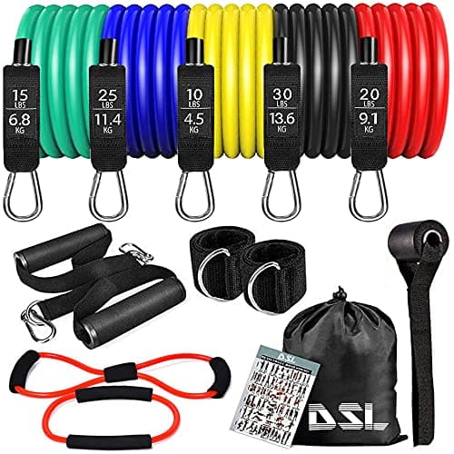 DSL Resistance Bands Set, 14 Piece Home Gym Kit Up to 100lbs