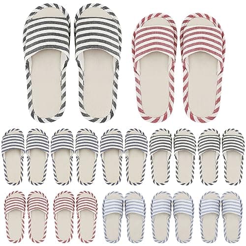 Suhine 12 Pairs House Slipper for Guests Open Toe Spa Slippers Non Slip Indoor Comfortable Breathable Home for Travel Guests Hotel Home Bedroom Unisex, Multicolor, 9 UK