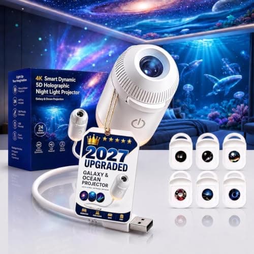 Ocean Projector, Galaxy Projector Night Light, 2026 New HD 5D Holographic Night Light Projectors, 360° Adjustable, LED Projection Lamp for Bedroom