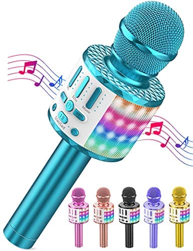 Wireless Microphone with Lights, Karaoke Bluetooth Microphone for Kids Adults, Portable Toy Karaoke Mic Speaker Machine, Home KTV Player Support Phone/Pad/TV for Party Singing, Boys Girls Best Gifts