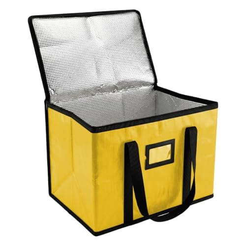 suzmei 40L Insulated Thermal Food Delivery Bag for Hot & Cold Meals, Large Foldable Cooler with Insulation for Picnic, Camping, Lunch & Outdoor Use (Yellow)