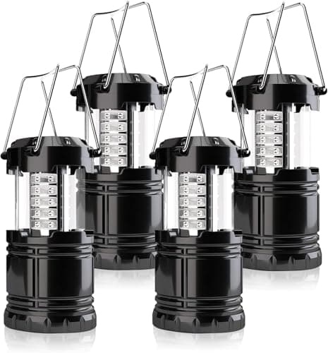 FRLONE Camping Lantern, 4 Pack Brightness Adjustable LED Camping Lights, Collapsible IPX4 Waterproof Survival Lanterns for Power Outages, Home Emergency, Camping, Hiking, Hurricane