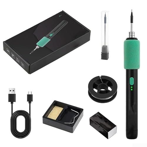 Cordless USB Soldering Iron 15W Portable Welding Tools Fast Heating 8s Adjustable Temp 180-450C Sleep Mode, for DIY Repair Travel Kit(Color Box Packing)