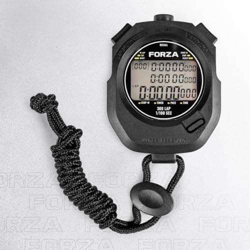 FORZA Stopwatch 300 | Professional Grade Stopwatch with 300-Lap Memory & Water-Resistant Casing - Battery & Lanyard Included (Pack of 1)