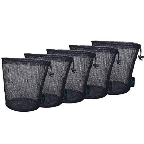 iBasingo Black Drawstring Mesh Bags Nylon Stuff Sack 5 Pack BVP03
