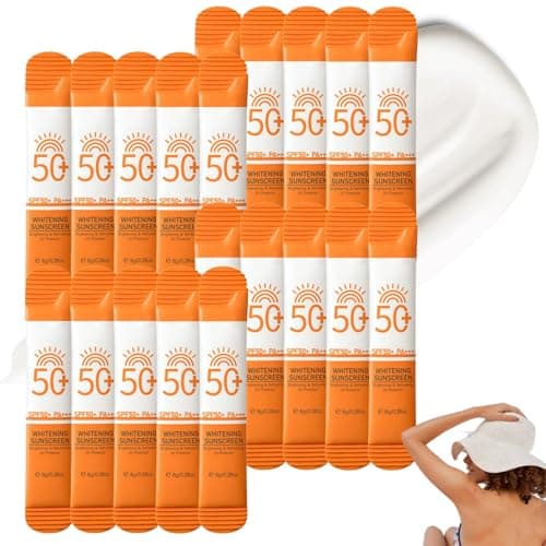 20 Pack Sunscreen SPF 50+, Mini Sun Cream for Face & Body, Travel Size Sunscreen Without White Cast, Waterproof & Long Lasting Mini Sun Cream,Lightweight UV Protection for Daily Use, 8g per piecec