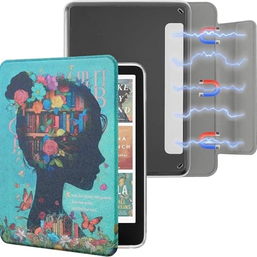 Litvana Detachable Magnetic Case for 7'' Kindle Paperwhite 12th Gen 2024 and Kindle Colorsoft Signature Edition, Slim PU Shell Cover Case with Auto Wake/Sleep, Girl