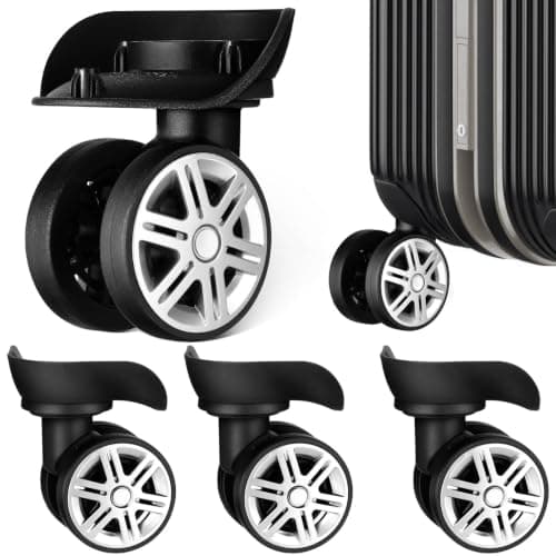 4 Pcs Universal Luggage Replacement Wheels for Suitcases, Black ABS