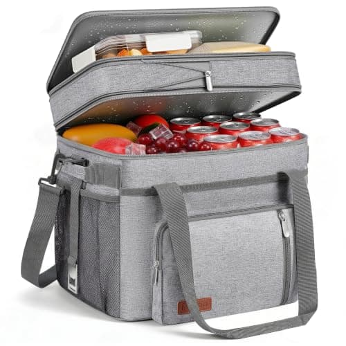 MIYCOO Cooler Bag with Wheels Double Deck - 60 Can Leakproof Insulated Portable Soft Lunch Cooler, Extra Large Expandable Ice Chest Cooler for Beach, Picnic, Camping, Shopping