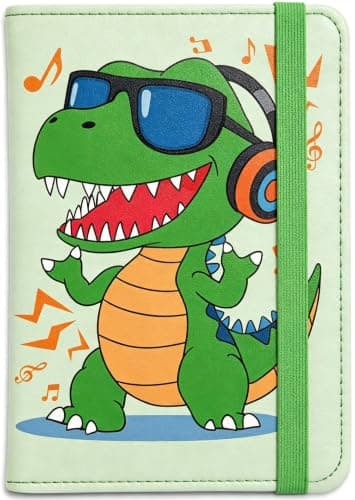 beinkmake Cute Cool Dino Passport Holder for Travel, 5.9" x 4.3"