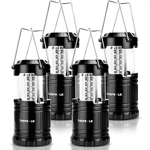 Lepro Camping Lights, Collapsible Camping Lantern Battery Powered, 4-Pack