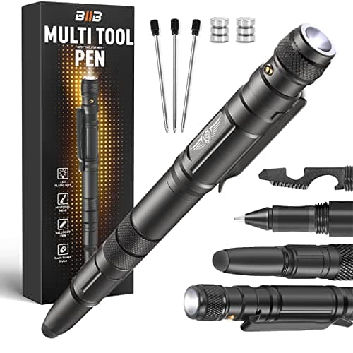BIIB Gifts for Men, 7 in 1 Multi Tool Pen with LED, Gifts for Him Dad Gifts