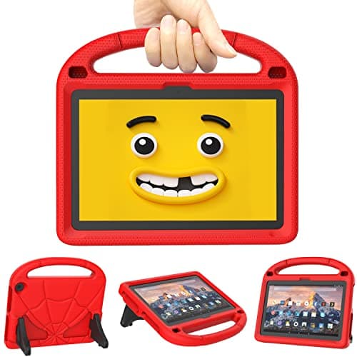 Mansiruyi Kids Case for 8inch Tablets, Not Fits TCL Onn 8inch Tablets, Lightweight Shockproof Tablet Kids Case with Handle Stand - Deep Red
