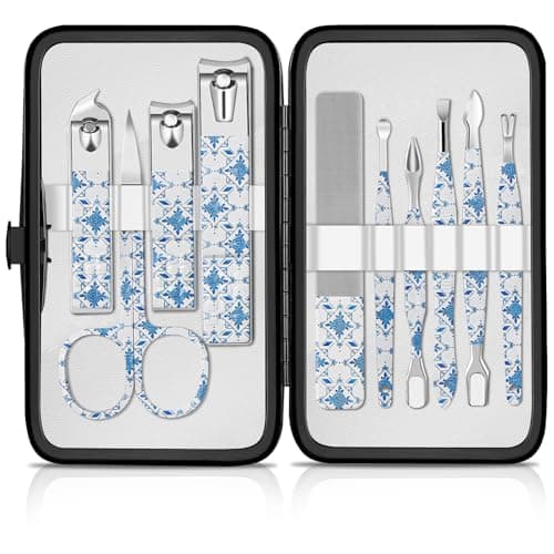 Uliya Manicure Set Nail Clipper Kit Professional Pedicure Tools Blue White
