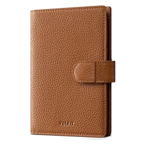 VULKIT Leather Passport Wallet for 2 Passports Slim Double Passport Holder RFID Blocking Passport Travel Wallet with ID Window for Women
