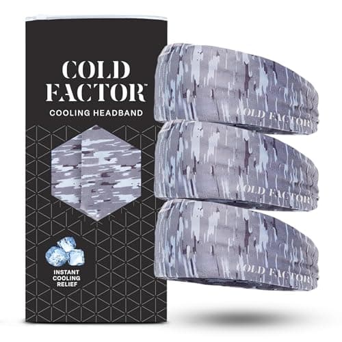 Cold Factor Cooling Headband for Women Men UPF 50+ Advanced Evaporative Comfort Instant Cooling Sweatband for Outdoor Sports Fitness Yoga Hiking Running 3 Pack Camouflage