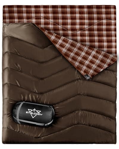 ETGLCOZY Double Sleeping Bag for Adults Camping, XL 2 Person, Coffee