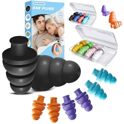 Silicone Ear Plugs for Sleeping Noise Cancelling, 10 Pairs Reusable, 33dB