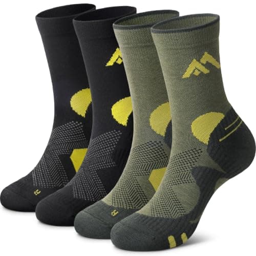 Merino Wool Hiking Socks for Men 2 Pack, Thermal Socks for Winter, Olive