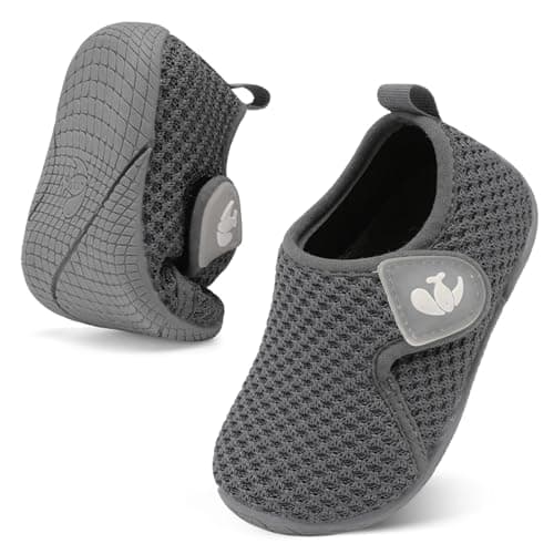JIASUQI Boys Girls Casual Walking Shoes Toddler Breathable Sports Sneakers Non-Slip Infant Shoes Lightweight Tennis Shoe(All Grey 130,Size 3.5-4.5)