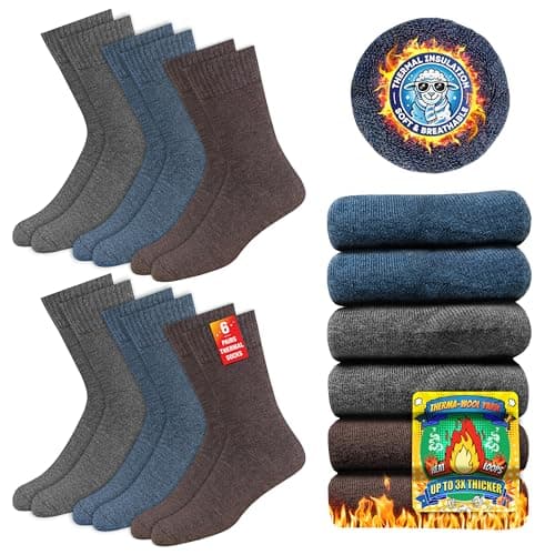 SOXCO Thermal Socks for Men & Women - Winter Heat Socks, Pack of 6 Pairs, 9-11