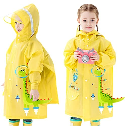 Fewlby Kids Rain Coat - Waterproof Toddler Poncho Jacket, 1-2 Years S Size