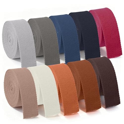 SXTDKMJ 10 Colors Cotton Webbing Strap, 25mm Polyester Strap Handmade Decorative Webbing Canvas Straps for Seatbelt Bag Luggage Crafts Outdoor Accessories