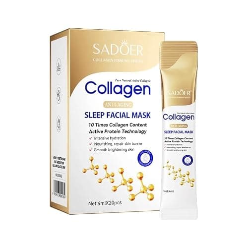 Sadoer Collagen Anti Aging Sleep Facial Mask with 10 Times More Collagen Content Active Protein Technology - 20 pcs