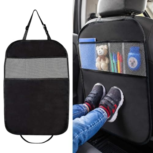 ADEPTNA ® 2 Pack Car Organizers Kick Mat Car Seat Protector Cover 3 Mesh Pockets Toy Storage Organiser Kids