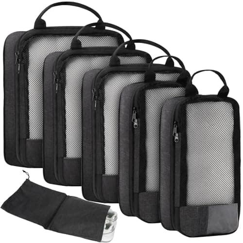DAYGOS 6 Set Compression Packing Cubes with Shoe bag for Backpack Suitcases