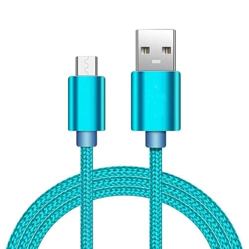 iTechCover Braided USB Cable Charging Cord/Charger Power Lead Wire Compatible with Juice Jumbo Marshmallow Speaker/Baby Blue / (3m / 9.9ft)