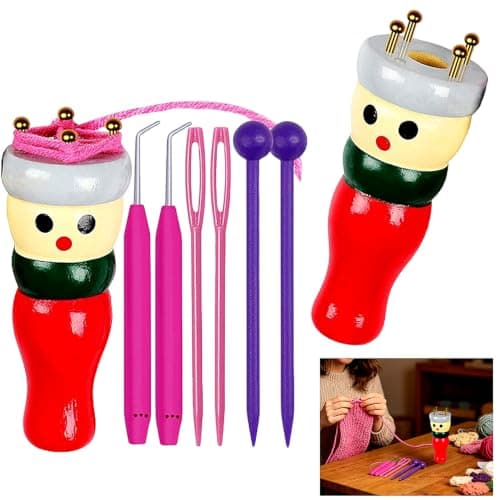 ACKKOR 2 Pack French Knitting Doll, Wooden Knitting Kit with Easy to Use French Knitter Kit to Make Scarves Hats Headbands and Socks and Adults Knitting Starter Kit (8.8 x 3.3 Cm)
