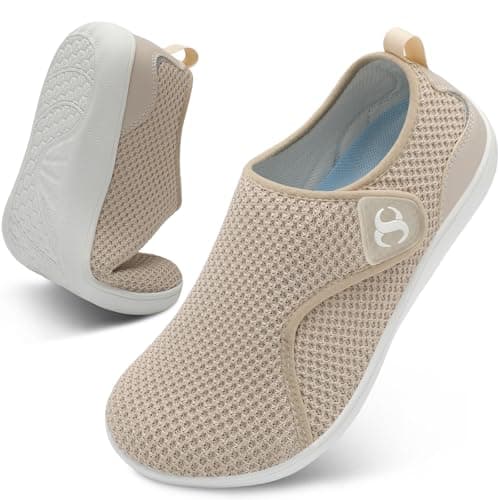JOINFREE Womens Extra Wide Fit Walking Shoes Barefoot Comfort Beige