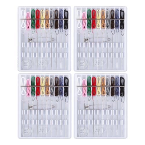 4 Pack Mini Sewing Kit Travel Size, Prethreaded Sewing Kits, Portable Needle and Thread Set with Pin Button for Travel, Home, Dorm, Hotel
