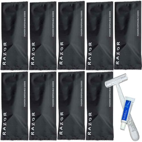 10Pack Individually Wrapped Travel Disposable Razors Kit With Shave Cream; Guest Private Care Manual Razor Toiletries Amenities;Multipurpose Luxury Hotels Shaving Razor Set for Home Hotel Travel