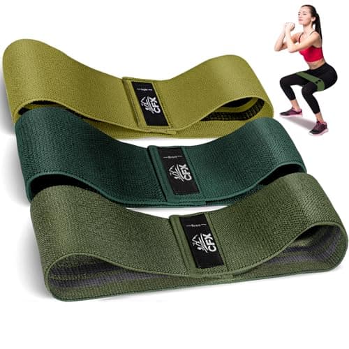 CFX Resistance Bands Set, Exercise Bands with Non-Slip Design for HIPS & Glutes, 3 Levels Workout Bands for Women and Men, Booty Bands for Home Fitness, Yoga, Pilates (Military Green Set)