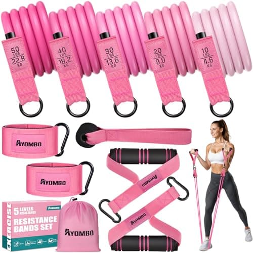 Resistance Bands, Exercise Bands with Handles, Fitness Bands, Workout Bands with Door Anchor and Ankle Straps, for Heavy Resistance Training, Physical Therapy, Shape Body, Yoga, Home Workout Set