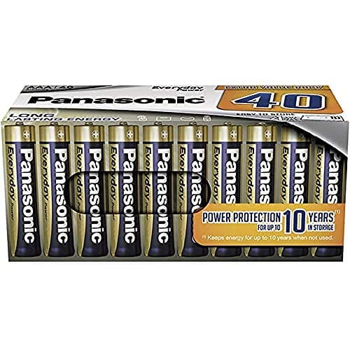 Panasonic EVERYDAY POWER AAA batteries, pack of 40 alkaline batteries, AAA, Micro, LR03, 1.5V, 100% cardboard, plastic-free packaging, batteries for reliable energy in daily use
