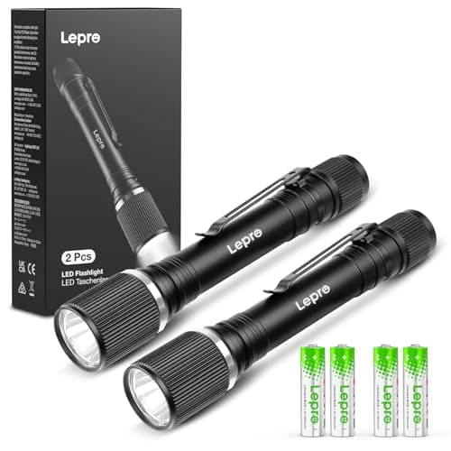 Lepro Pocket Torch Battery Powered, Small LED Flashlight with Clip, 2 Packs