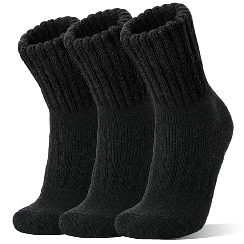 Sandsuced Merino Wool Thermal Boot Socks for Men Women Winter Warm Thick Cosy Walking Hiking Work Stocking Fillers Socks 3 Pairs(Black Series,M)