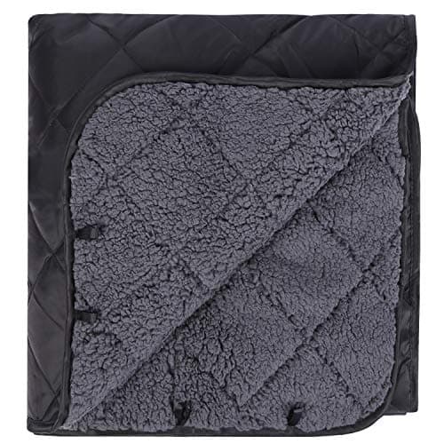 REDCAMP Large Waterproof Camping Blanket with Sherpa, 200x200cm,Black