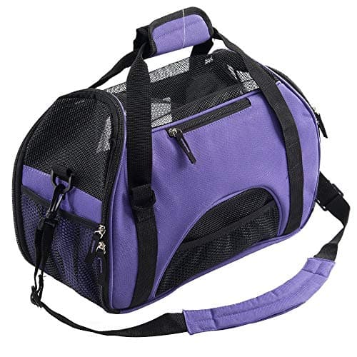 Pet Carrier Bag AVC Portable Soft Fabric Folding Travel bag for Dog, Cat, Puppy Foldable Pet Bag (Purple)