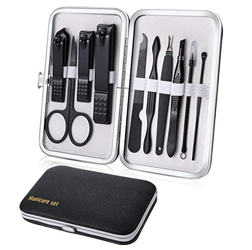Manicure Set 10pcs Professional Nail Clippers Kit, Black White