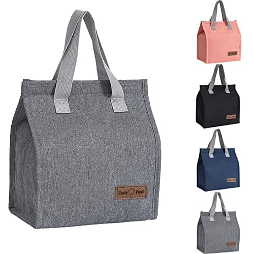 Yikki Lunch Bags for Women Men, Reusable Leakproof Kids Lunch Bag, Gray