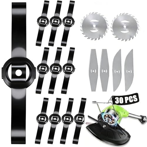 36Pcs Cordless Strimmer Blades Replacement Accessories,30 Pcs Plastic Grass Trimmer Blades and 6pcs Brush Cutter Blade Metal Blade,Lawn Strimmer Acces