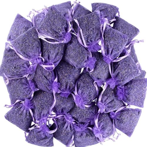 Lavender Bags:30 Bags Dried Lavender Flowers Hand Made as Natural Air Freshener and Moth Repellent for Wardrobes–Wardrobe –Car–Room Air Freshener– Sachets