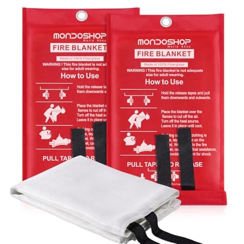 Emergency Fire Blankets for Kitchen & Home, TUV-Certified, 1 x 1m, 2 Pack