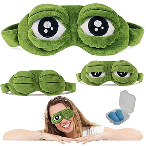 SwirlColor Frog Eye Mask, 3D Sleep Mask with Adjustable Strap for Kids & Adults, Funny Cartoon Blindfold for Travel and Comfortable Rest 1pcs
